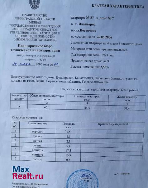 Ивангородское городское поселение, Восточная улица, 7 Ивангород квартира