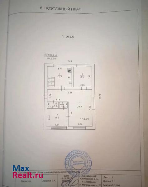 Слободской Малосадовая улица, 20 продажа частного дома