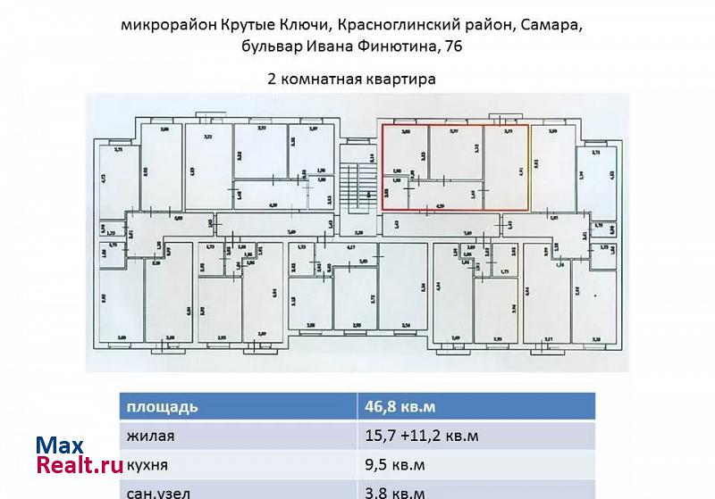 Красноглинский район, микрорайон Крутые Ключи, бульвар Ивана Финютина, 76 Самара квартира