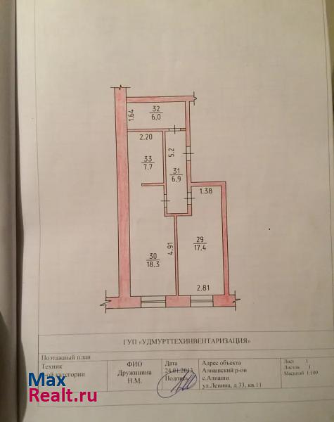 Удмуртская Республика, село Алнаши, улица Ленина, 33 Алнаши квартира