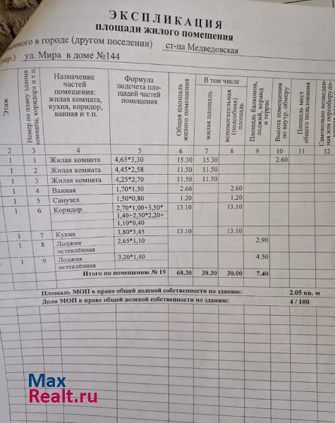станица Медвёдовская, улица Мира, 144 Медведовская купить квартиру